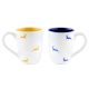 Navy Blue & Yellow Running Deer Decorative Handcraft Ceramic Coffee Mug