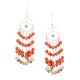 Round Orange Beads 92.5 Sterling Silver Fashion Chandelier Earrings