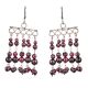 92.5 Sterling Silver Earrings Purple Bead Chandelier Earrings