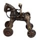 Highly Decorative Brass Rider On Horse With Wheels Temple Toy