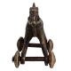 Old Used Brass Horse Rider On Wheels Temple Toy