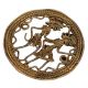 Round Brass Wall Hanging of Village Couple Daily Activity