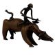 Brass Tribal Rider on Bull Statue
