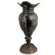 Black Brass Urn Flower Vase Mystical Birds Carved Pattern Clouds And Swirl Peacock Handles