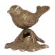 Handmade Brass Wren On Branch Statue With Silver Finish