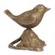 Handmade Brass Wren On Branch Statue With Silver Finish