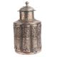 Etched Copper Jar Repouse Floral Motifs Lidded Canister