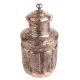 Carved Floral  Copper Cylindrical Storage Jar With Lid Finial