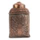 Vintage Copper Storage Jar Canisters With Repousse Floral Motifs