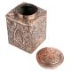 Copper Jar Canister With Repousse Floral Work With Knob