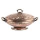 Copper Bowl With Handles in Floral And Leaf Motifs With Knob On Lid