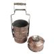 Copper Repousse Four Tier Lunch Box Caved With Floral Motifs