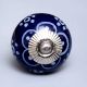 Navy Blue Floral Ceramic Cabinet Knob