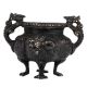Brass Chinese Design Planter Burner Pot In Black Polish
