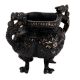 Brass Chinese Design Planter Burner Pot In Black Polish