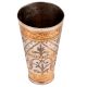 Leaves Carved With Golden Border Brass Lassi Glass