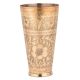 Brass Lassi Glass With Indian Flower Carved along With Leaves Design