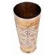 Brass Lassi Glass With Leaves In Diamond Shaped Pattern