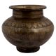 Brass Holy Water Pot With God Image And Floral Border