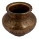 Old Brass Pot With Faded Design Used For Worship