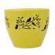 Ceramic Pot Hand painted With Yellow And Black With Small Birds On Branch