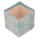 Square Ceramic Pot With Blue Chevron Zig Zag Pattern