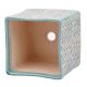 Square Ceramic Pot With Blue Chevron Zig Zag Pattern