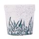 White Cylindrical Ceramic Pot Hand painted Leaves Design