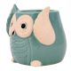 Teal Blue Painted Owl Ceramic Pot Planter