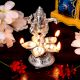 Brass Dancing Ganesha Statue With Five Diyas In Nickel Finish