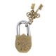 Brass Dhal Talwar Design Padlock With 2 Decorative Keys