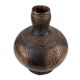 Handmade Brown Brass Vase Bulb Shape With Slim Stem And Carved Design