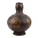 Handmade Brown Brass Vase Bulb Shape With Slim Stem And Carved Design