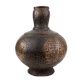 Handmade Brown Brass Vase Bulb Shape With Slim Stem And Carved Design