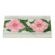 Handmade Multicolored Ceramic Tile With Pink Flowers