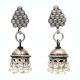Handmade Oxidized Silver Jhumki Earrings Grape Cluster Stud and Hanging Beads