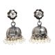 Handmade Oxidized Silver Punjabi Traditional Jhumka With Pear Beads