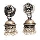 Handmade Oxidized Silver Goddess Face Bell Shape With Pearl Hangings
