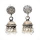 Handmade Oxidized Silver Floral Jhumka Earrings With Pearl Hangings For Women And Girls