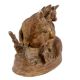 Handmade Brown Brass Cat  With Her Kittens Statue Showpiece