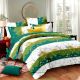 Multi Green Geometric Cotton Double Bed sheet Set and 2 Pillow Covers