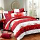 Red Geometric Cotton Double Bed sheet with 2 Pillow Covers