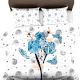 Blue Love Wedding Couple Wagon Micro Fabric Double Bed sheet With 2 Pillow Covers