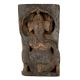 Hand-Carved Black Wood Abstract Ganesha Relief Sculpture