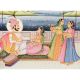 Handmade Canvas Mughal Period Harem Folk Painting