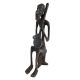 Handcrafted Black Brass African Tribe Musician Elongated Statue