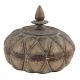 Handmade Brown Brass Pumpkin Storage Box With Geometric Design And Knob Finial