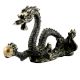 Handmade Black Patina Brass Dragon Statue With A Ball