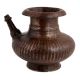 Handmade Dark Brown Brass Pot With Fluted Design And Spout