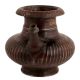 Handmade Dark Brown Brass Pot With Fluted Design And Spout
